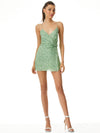 CELESTINE EMBROIDERED WRAP DRAPED MINI DRESS-LIGHT SAGE-ALICE + OLIVIA