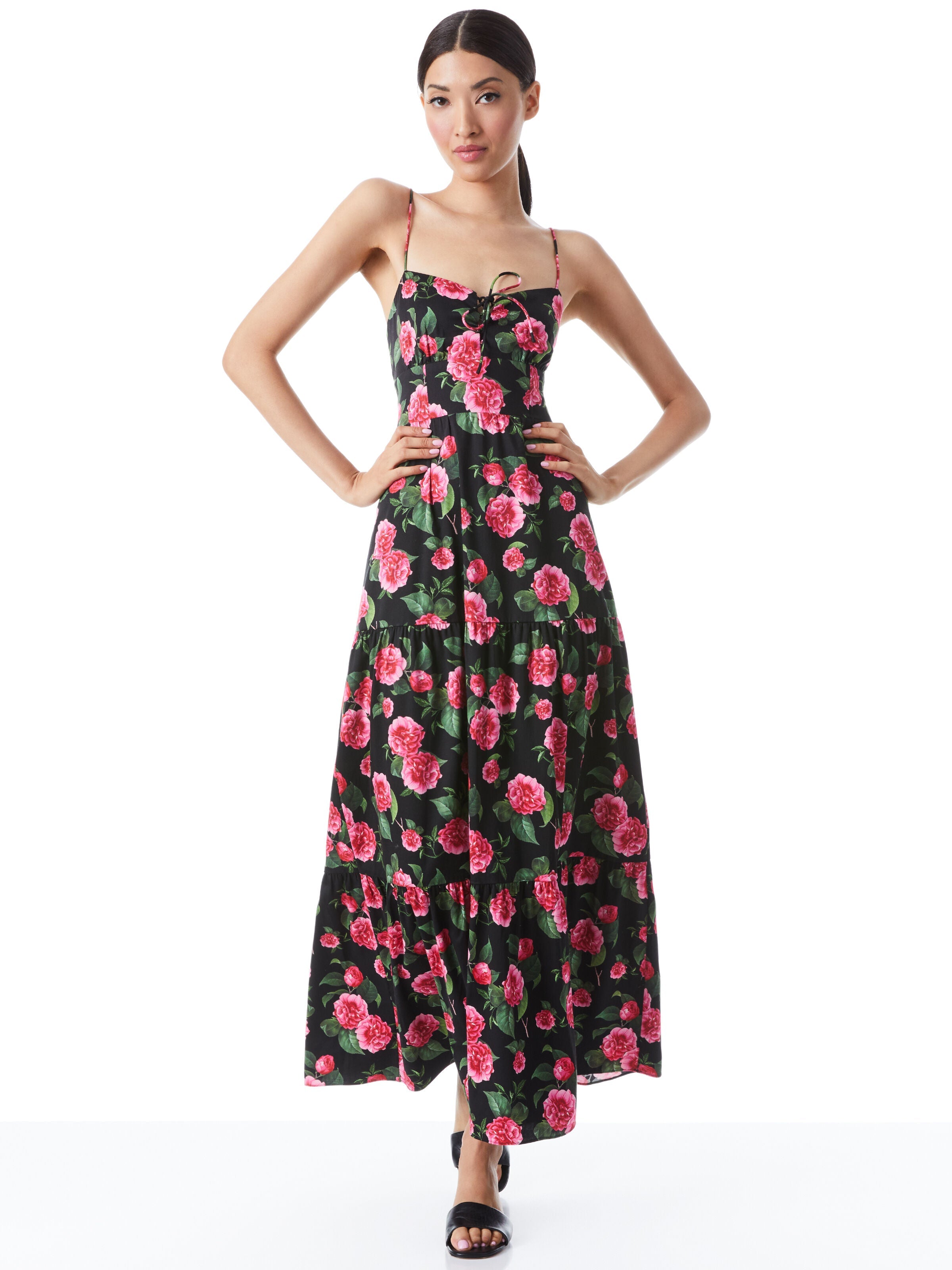 CHANTAY TIERED LACE UP MAXI DRESS-ALICE + OLIVIA