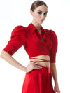DIONE TIE WAIST CROP TOP-PERFECT RUBY-ALICE + OLIVIA