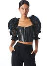 FANTASIA PLEATED SLEEVE BUSTIER-Black-ALICE + OLIVIA