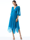 SION SUNBURST PLEATED SMOCKED WAIST MIDI DRESS-ALICE + OLIVIA