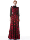 COLETTA EMBROIDERED BOW FRONT BUTTON MAXI DRESS-NEW DIMENSION BLACK-ALICE + OLIVIA