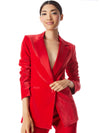 JUSTIN VELVET ROLLED CUFF BLAZER-PERFECT RUBY-ALICE + OLIVIA