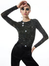 DELAINA EMBELLISHED LONG SLEEVE CREW NECK TOP-ALICE + OLIVIA