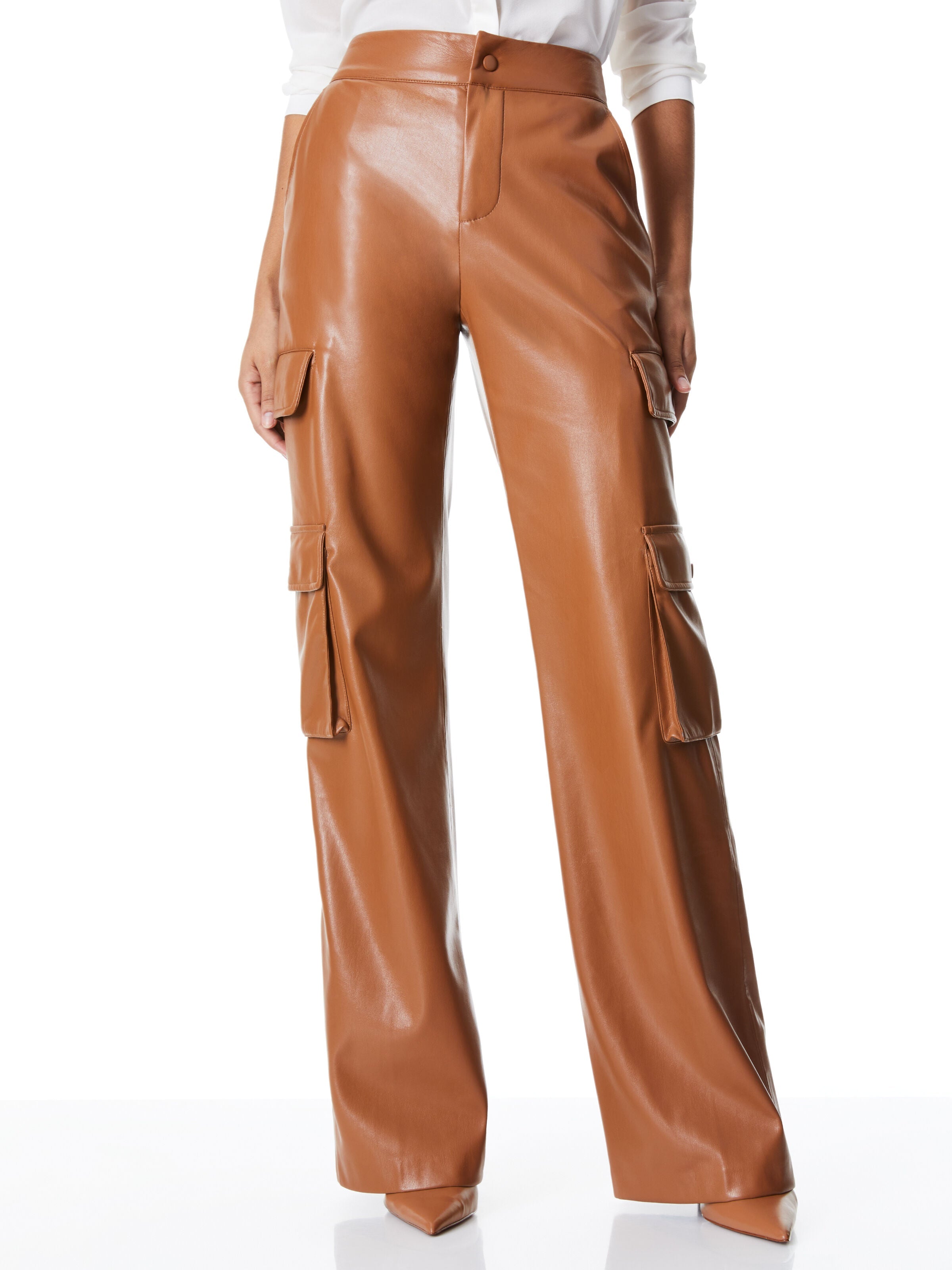 HAYES VEGAN LEATHER WIDE LEG PANT-ALICE + OLIVIA