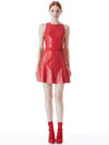 LEANDRA VEGAN LEATHER MINI DRESS-PERFECT RUBY-ALICE + OLIVIA