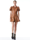 OFRA VEGAN LEATHER MINI DRESS WITH TIE BELT-Black-ALICE + OLIVIA