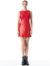 COLEY VEGAN LEATHER CREWNECK DRESS-GARDEN GREEN-ALICE + OLIVIA