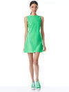 COLEY VEGAN LEATHER CREWNECK DRESS-GARDEN GREEN-ALICE + OLIVIA