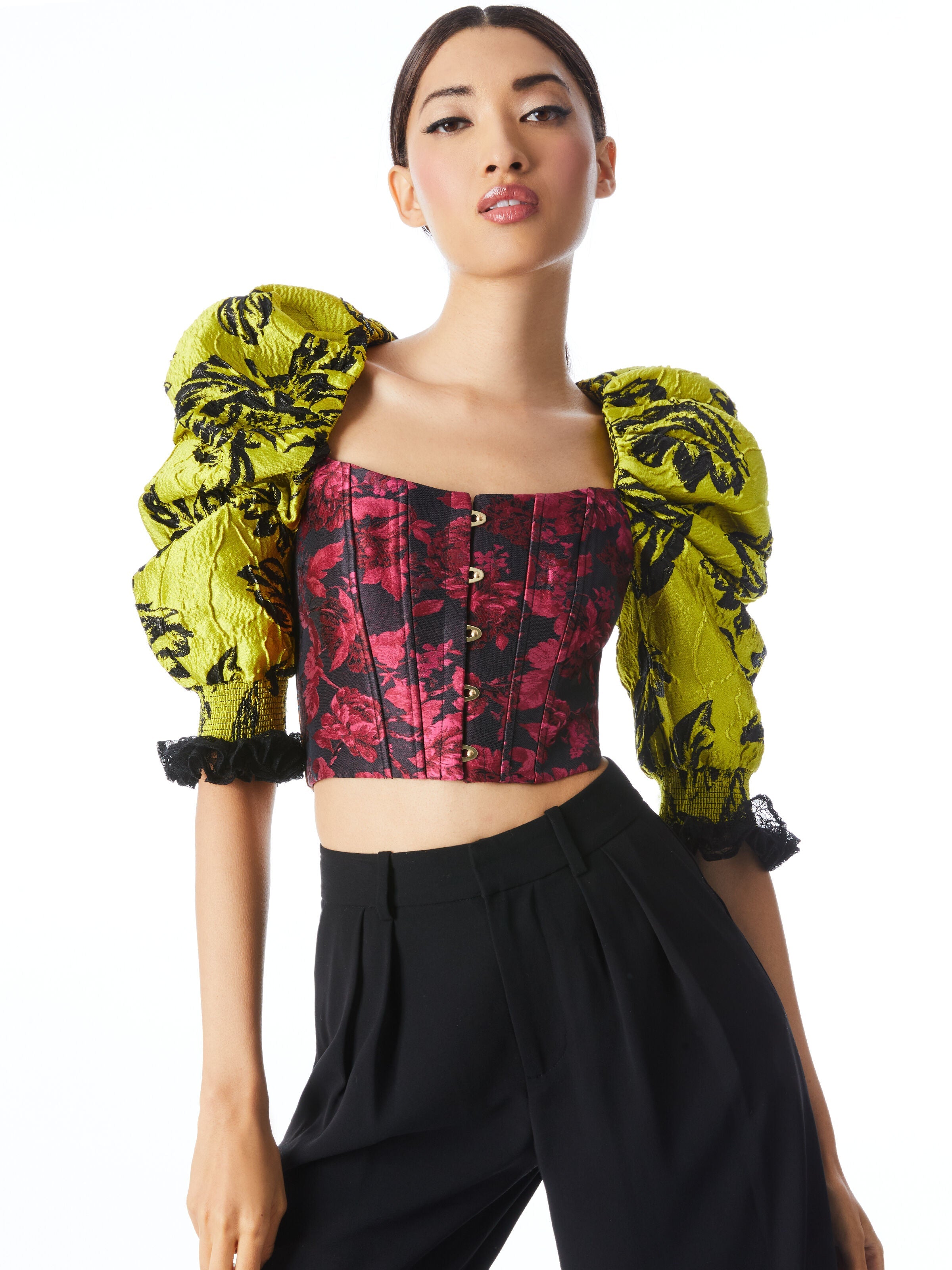 FANTASIA PLEATED SLEEVE BUSTIER-ALICE + OLIVIA
