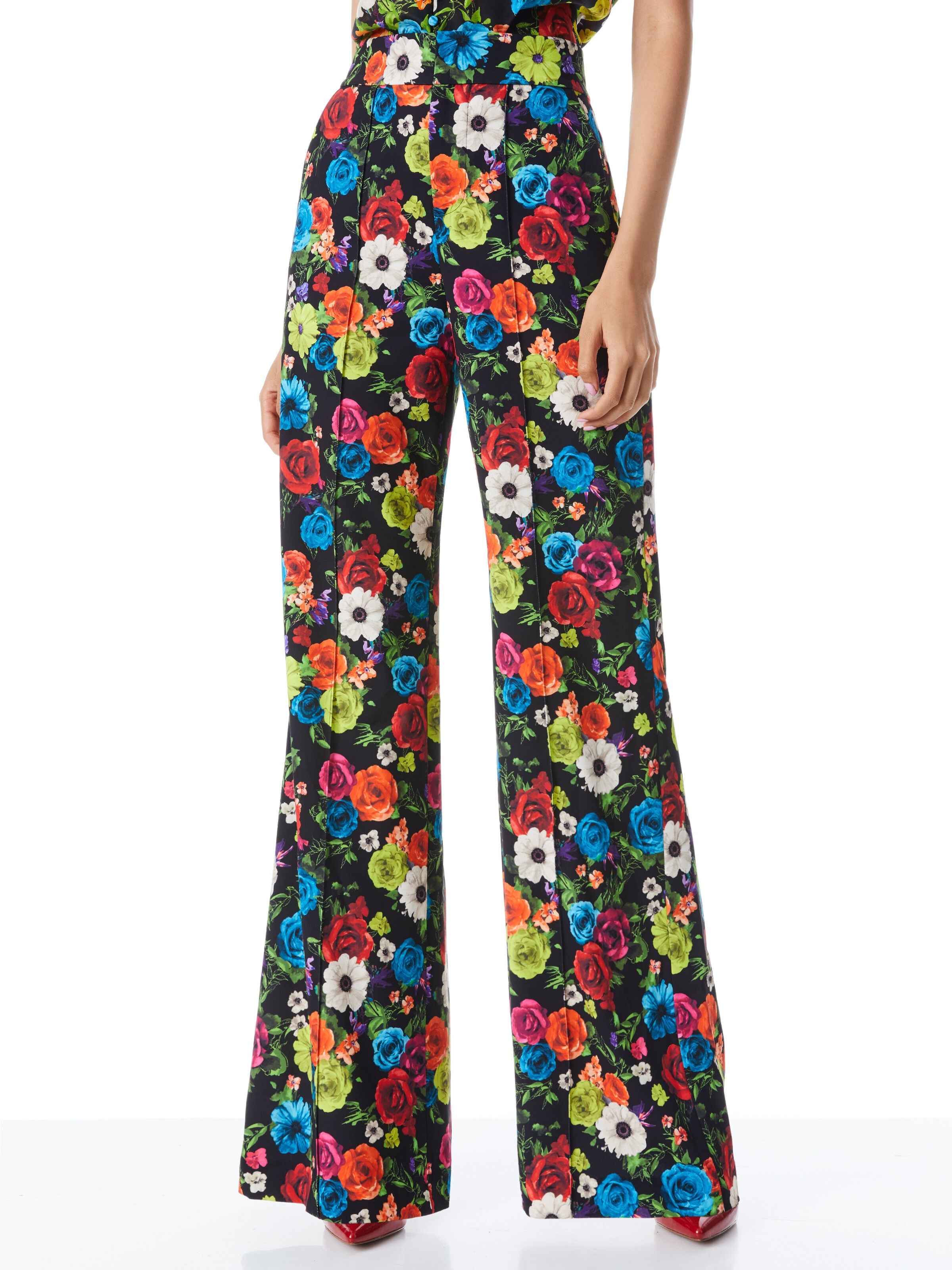 DYLAN HIGH WAISTED WIDE LEG PANT-FLOWER GARDEN LG-ALICE + OLIVIA