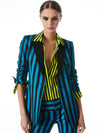 BREANN FITTED BLAZER-POSITANO STRIPE LG TURKSH BLUE-ALICE + OLIVIA