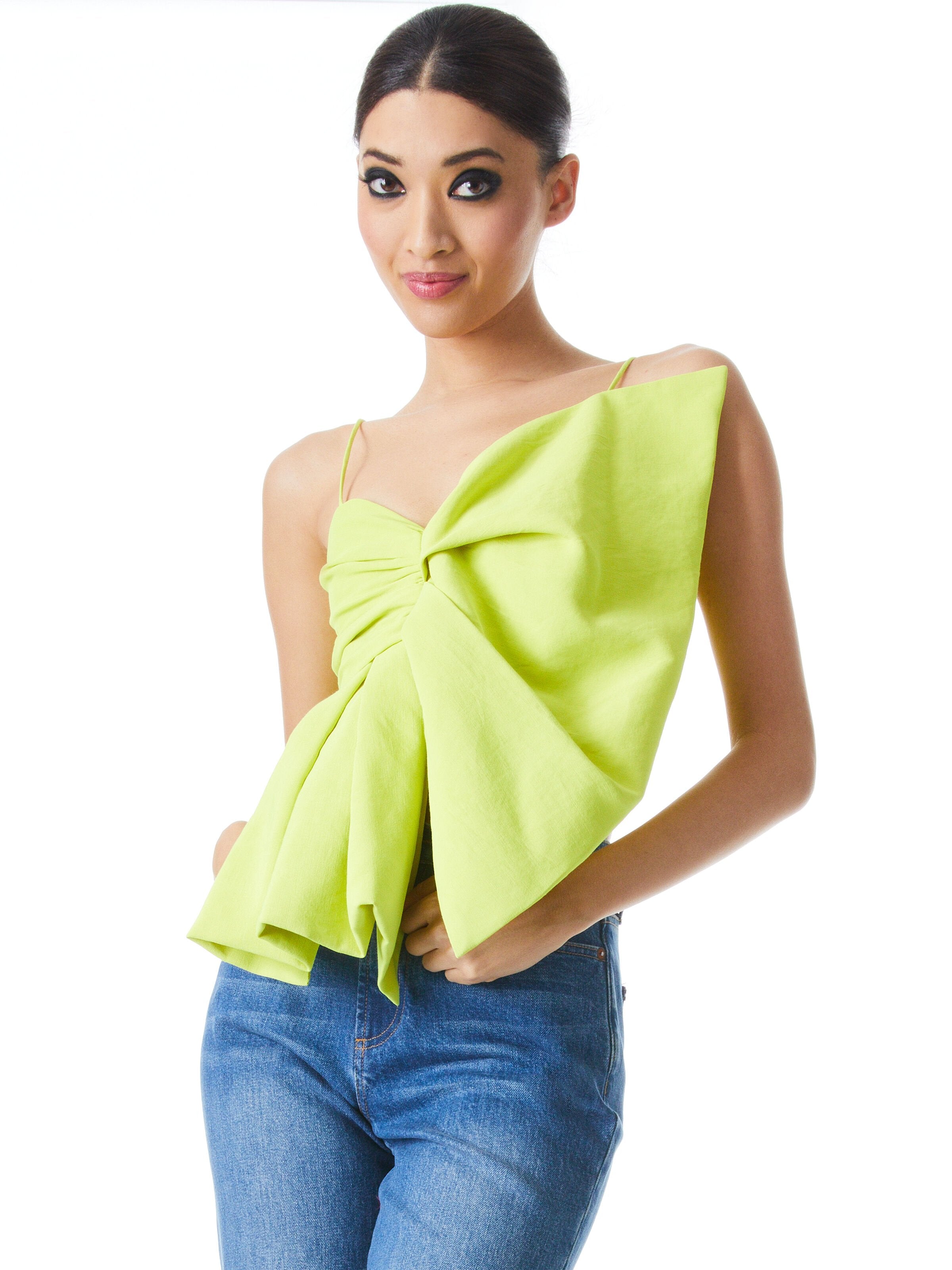 BELINE FRONT BOW CROP TOP-ALICE + OLIVIA