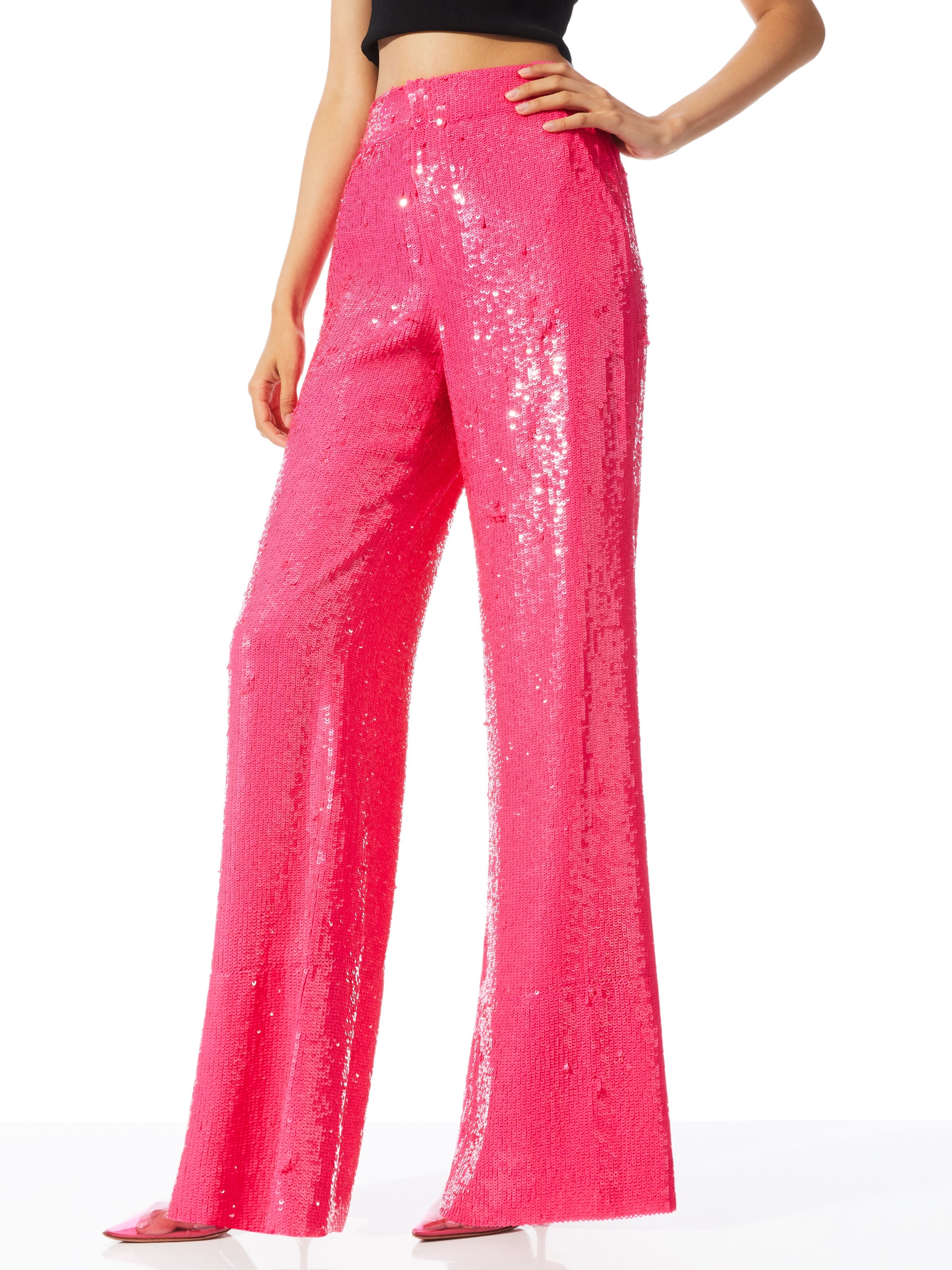 DYLAN HIGH WAISTED SEQUIN PANT-ALICE + OLIVIA