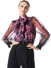 BRENTLEY TIE NECK BLOUSON SLEEVE BLOUSE-EDENS GARDEN WILD PINK-ALICE + OLIVIA