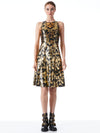 LEANDRA VEGAN LEATHER MIDI DRESS-FLORENCE SCROLL-ALICE + OLIVIA
