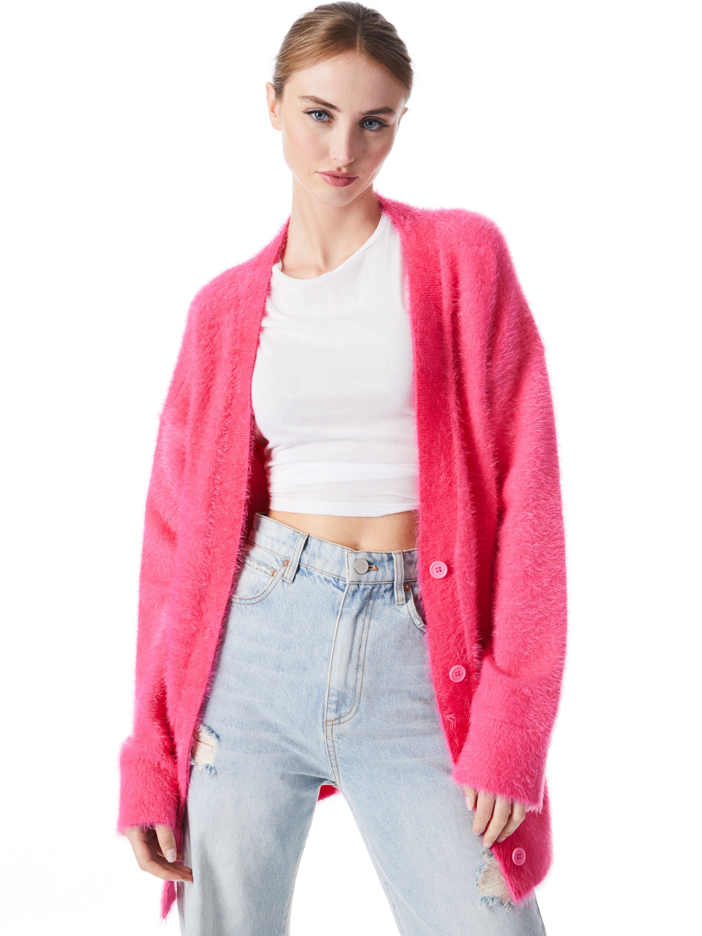 BARRY OVERSIZED V-NECK CARDIGAN-ALICE + OLIVIA