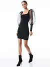 ABELLA PUFF SLEEVE SQUARE NECK DRESS-Black-ALICE + OLIVIA