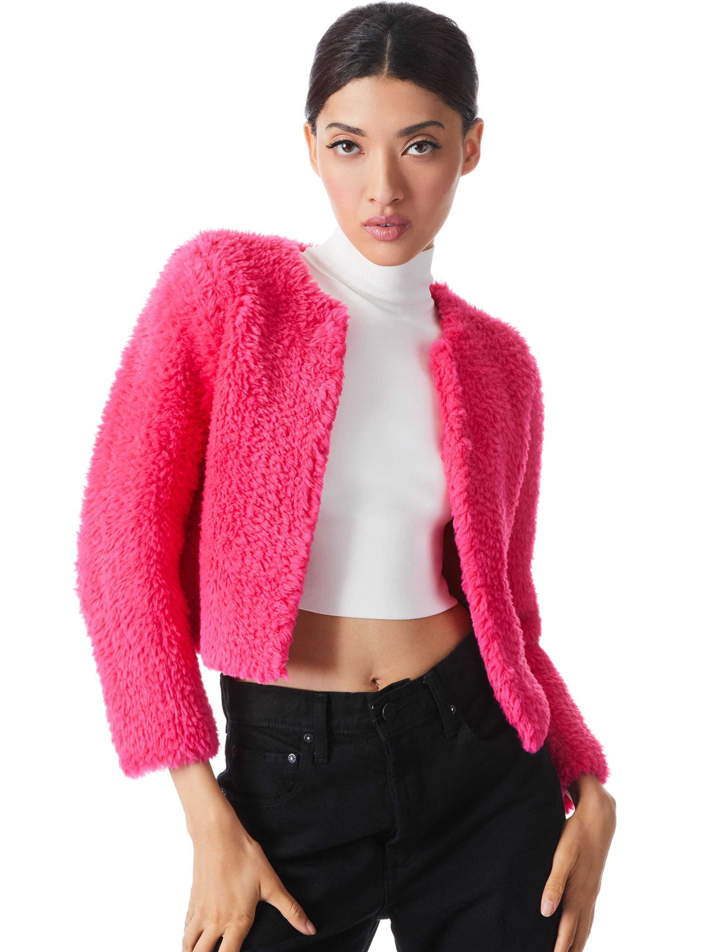 FAWN FAUX FUR JACKET-ALICE + OLIVIA