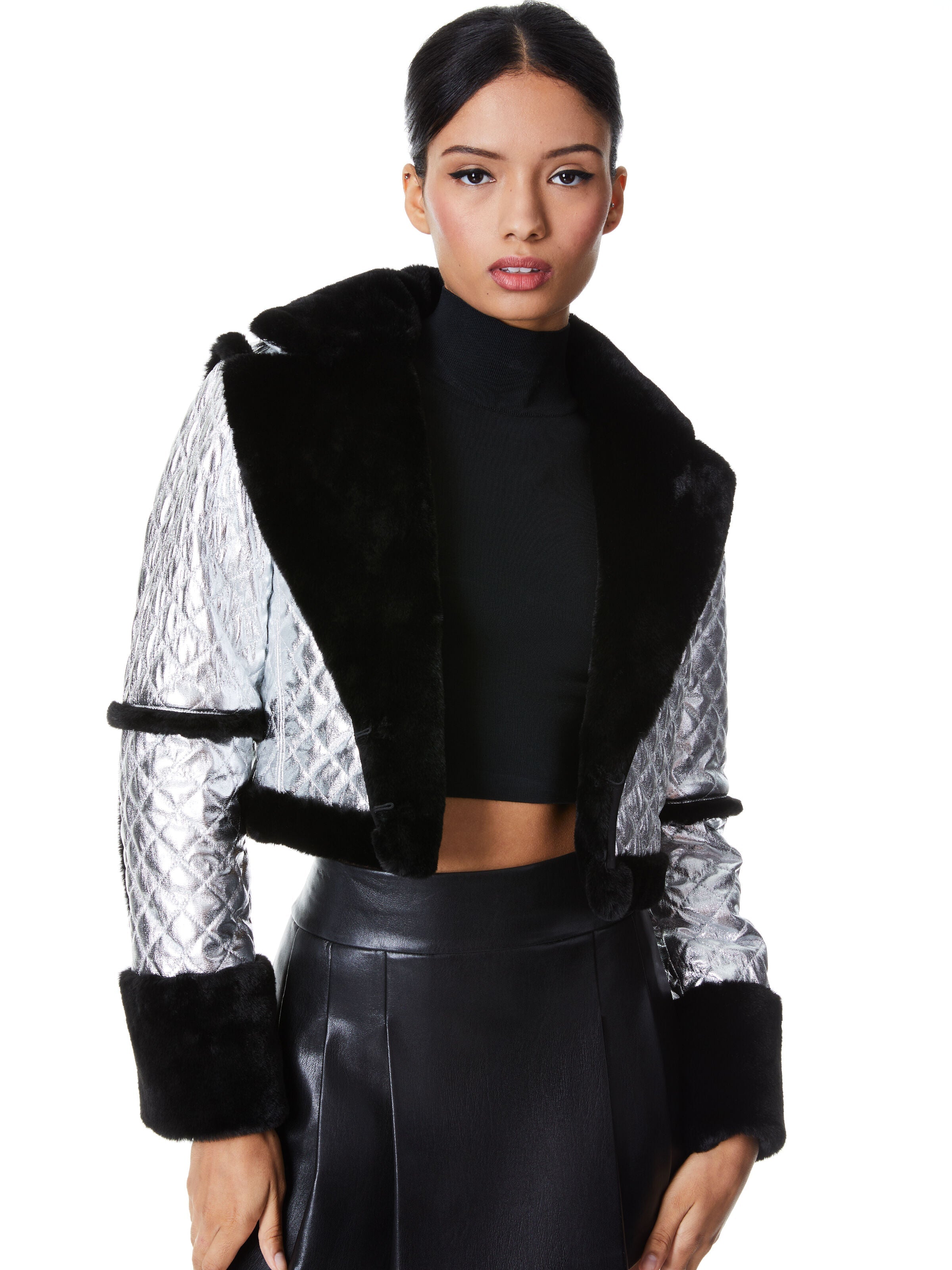 LUISANA QUILTED VEGAN LEATHER COAT-ALICE + OLIVIA