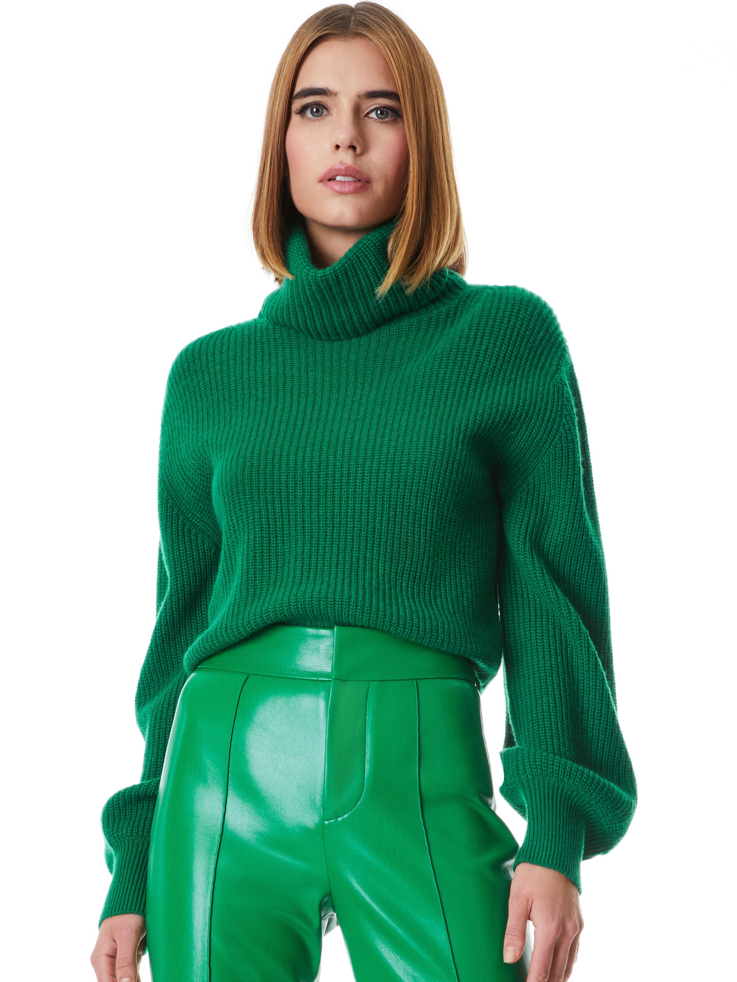 CARLYNN RIBBED CROPPED TURTLENECK-ALICE + OLIVIA