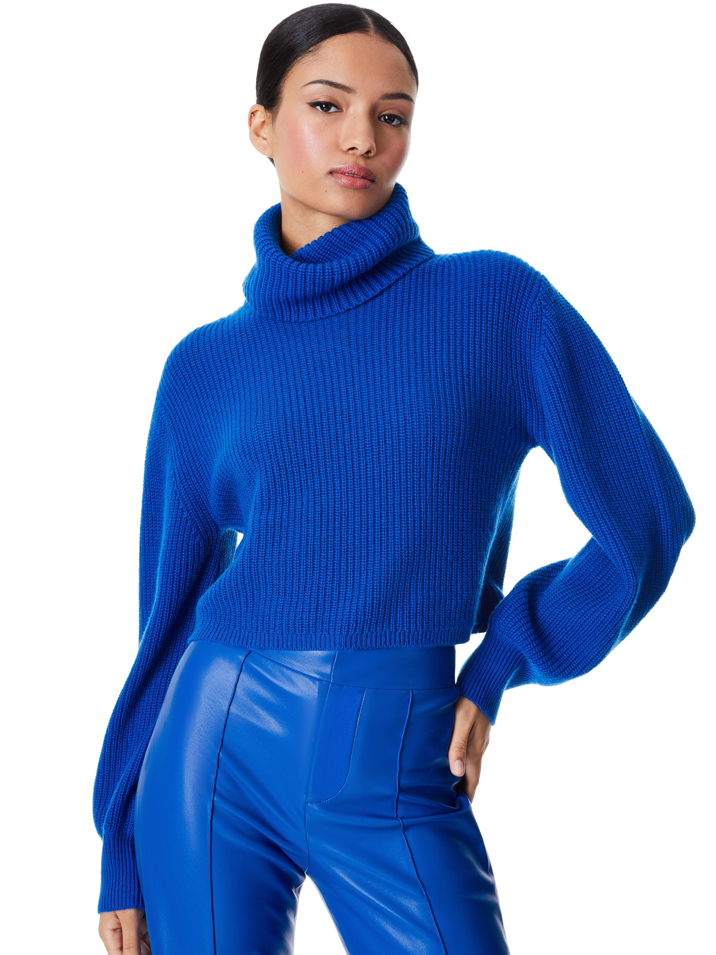 CARLYNN RIBBED CROPPED TURTLENECK-ALICE + OLIVIA