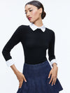 PORLA COLLARED SWEATER-BLACK/WHITE-ALICE + OLIVIA