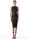 DELORA VEGAN LEATHER SLEEVELESS MIDI DRESS-Black-ALICE + OLIVIA