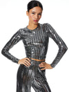 DELAINA LONG SLEEVE EMBELLISHED TOP-SILVER/BLACK-ALICE + OLIVIA