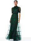 COLETTA VELVET BOW NECK BUTTON FRONT MAXI DRESS-DREAM FLORAL EMERALD-ALICE + OLIVIA