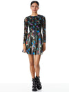 CHARA VEGAN MINI DRESS-BEAUTIFUL BLOOMS MD BLACK-ALICE + OLIVIA