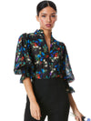 ILAN SMOCKED SLEEVE BUTTON FRONT BLOUSE-ALICE + OLIVIA