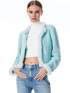 MENDY FAUX FUR TRIM CROPPED CARDIGAN-ALICE + OLIVIA