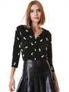 DARODA CROPPED CARDIGAN-BLACK/SOFT WHITE-ALICE + OLIVIA