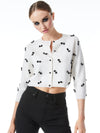DARODA CROPPED CARDIGAN-BLACK/SOFT WHITE-ALICE + OLIVIA