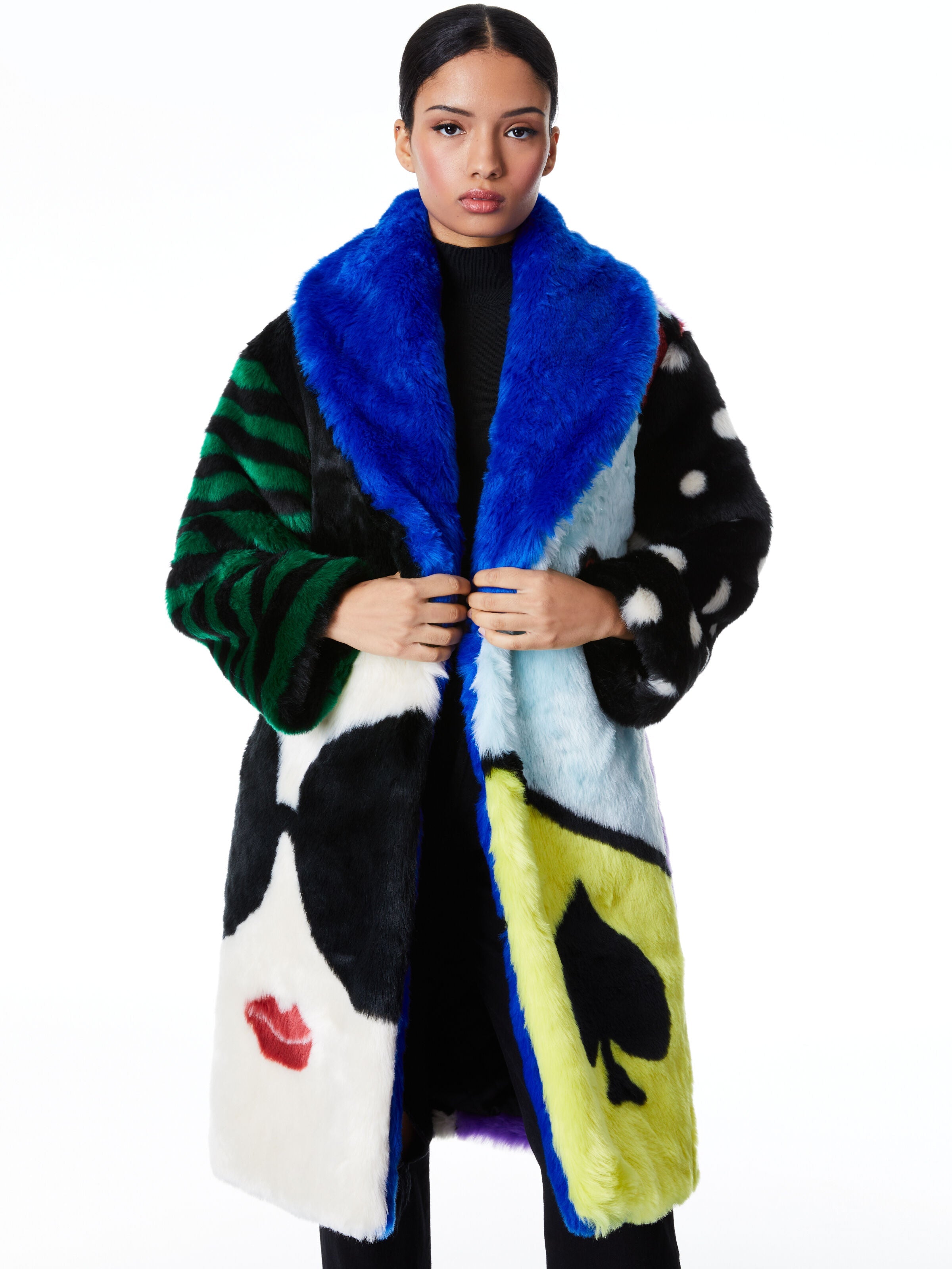 YETTA FAUX FUR COAT-WILD STACE/MULTI-ALICE + OLIVIA