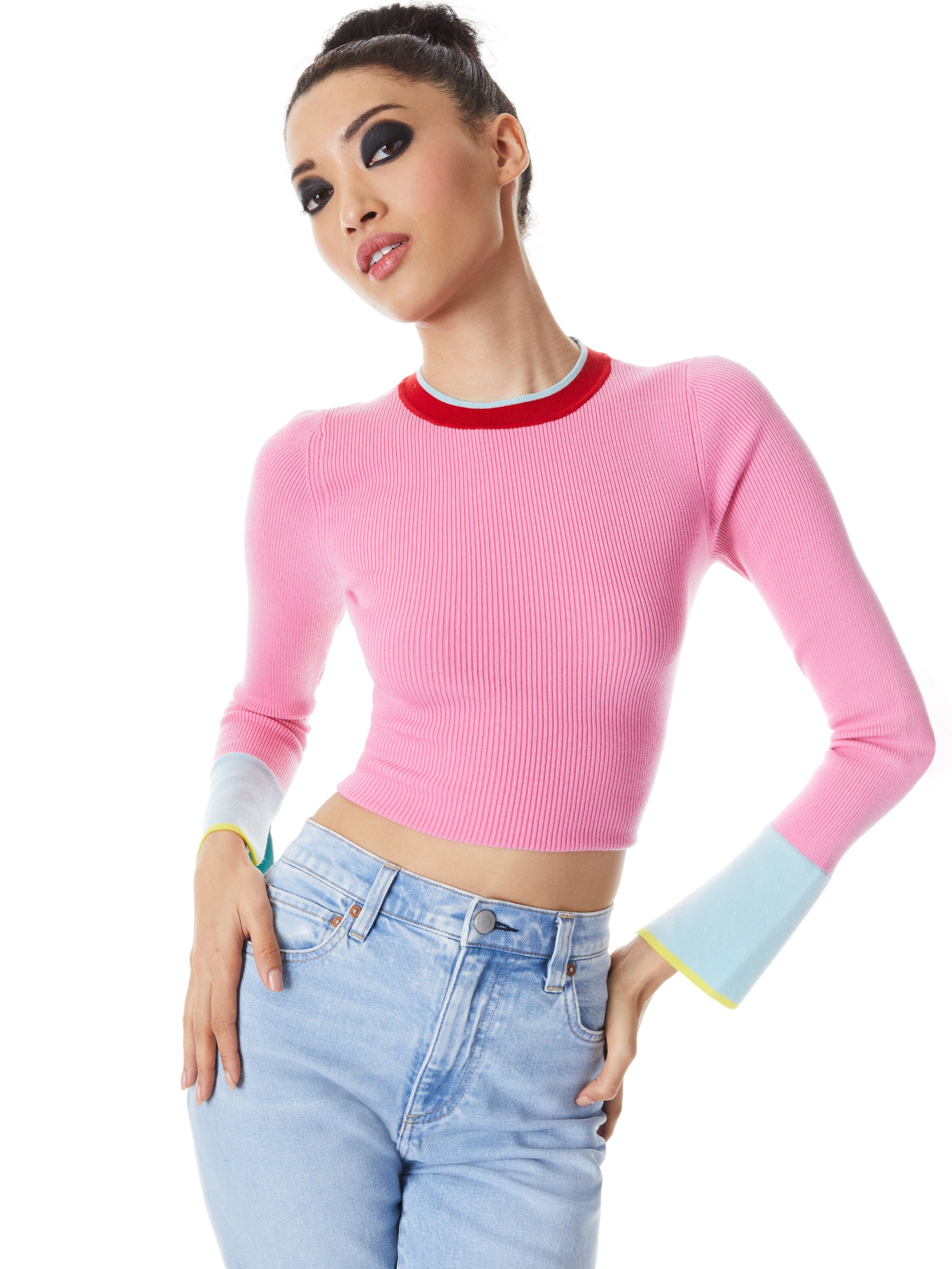 WESTI LONG SLEEVE RIBBED CREWNECK-PRIMROSE MULTI-ALICE + OLIVIA