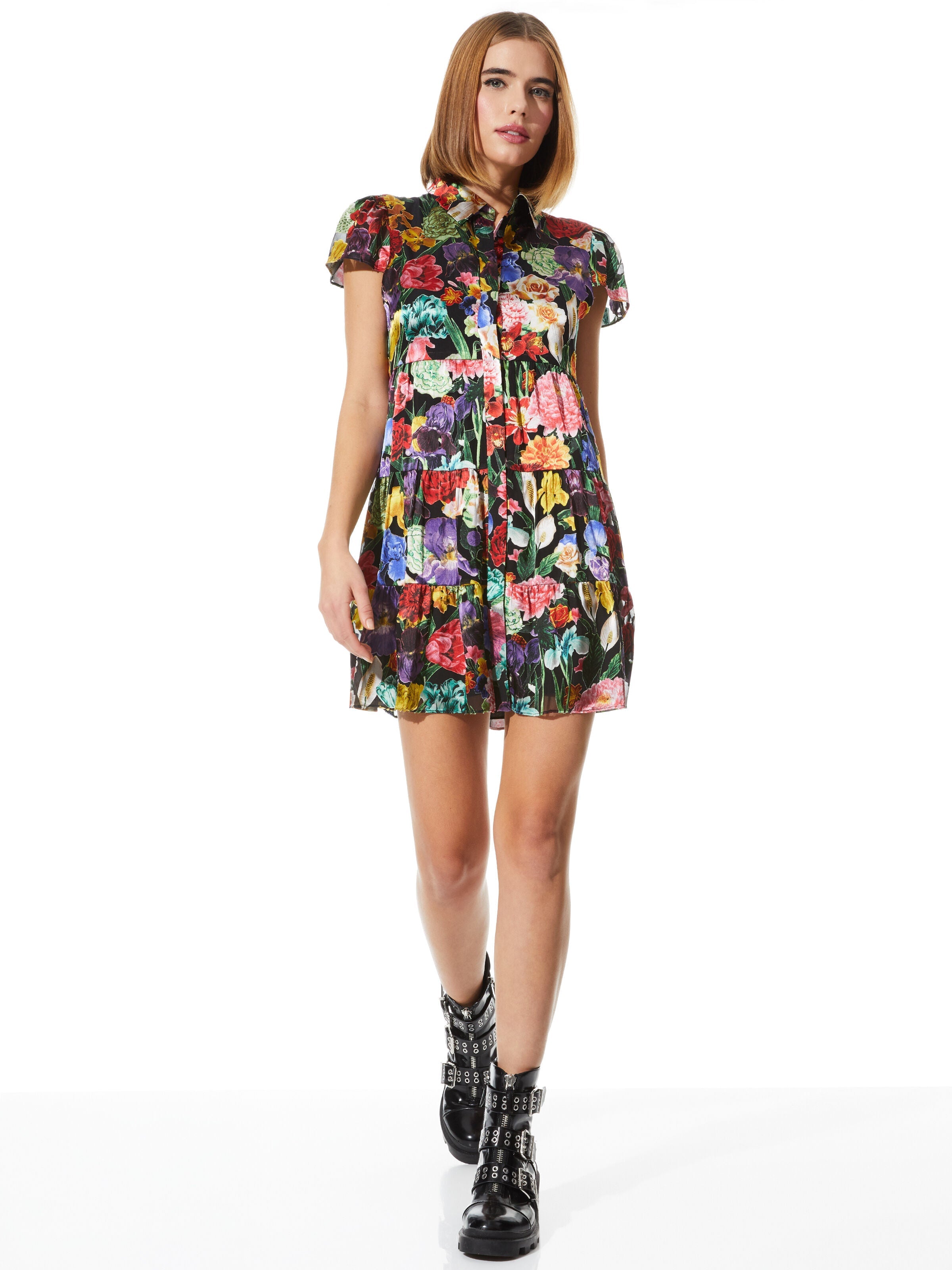 MEEKO TIERED SHIRT DRESS-BOTANICAL GARDEN-ALICE + OLIVIA