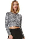 ORIN EMBELLISHED LONG SLEEVE CROP TOP-SILVER-ALICE + OLIVIA