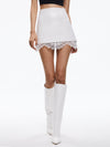 RUBI VEGAN LEATHER LACE TRIM MINI SKIRT-ALICE + OLIVIA