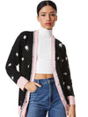 BRADFORD EMBELLISHED GRANDPA CARDIGAN-BLACK/PETAL-ALICE + OLIVIA