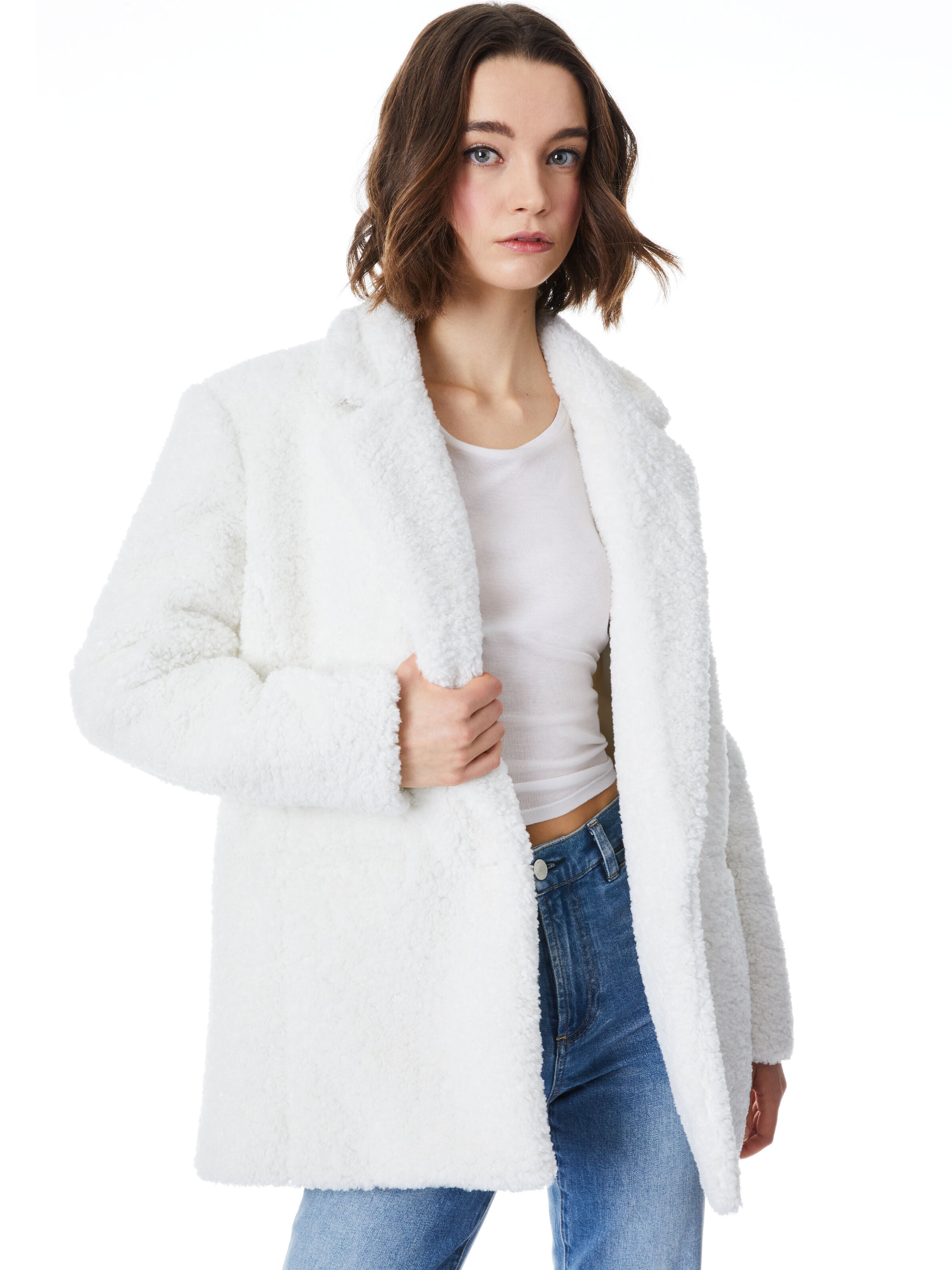 SHAN TEDDY BEAR BLAZER-ECRU-ALICE + OLIVIA
