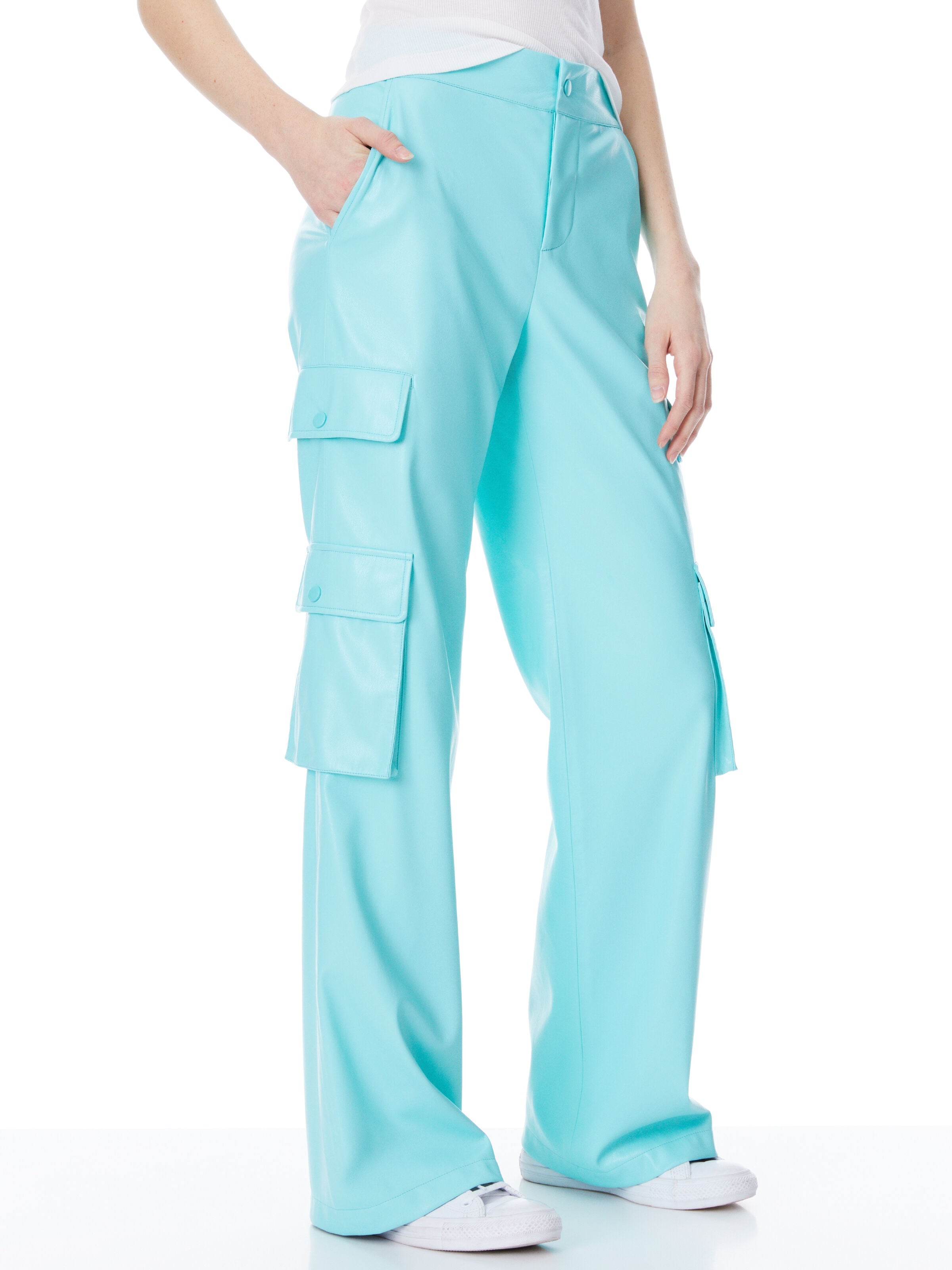 HAYES VEGAN LEATHER WIDE LEG PANT-ALICE + OLIVIA