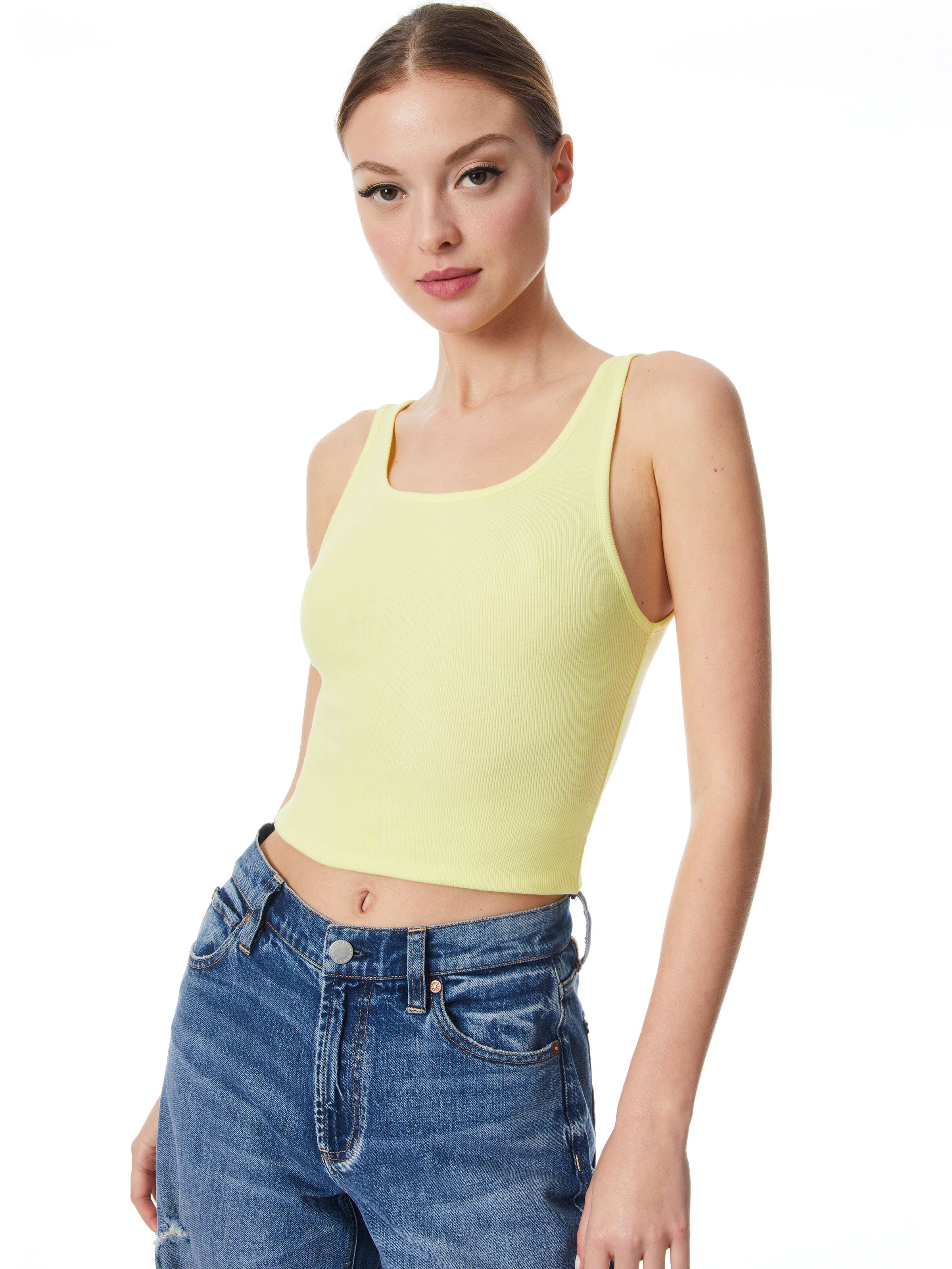 JEMI RIBBED TANK-GOLDEN ROD-ALICE + OLIVIA