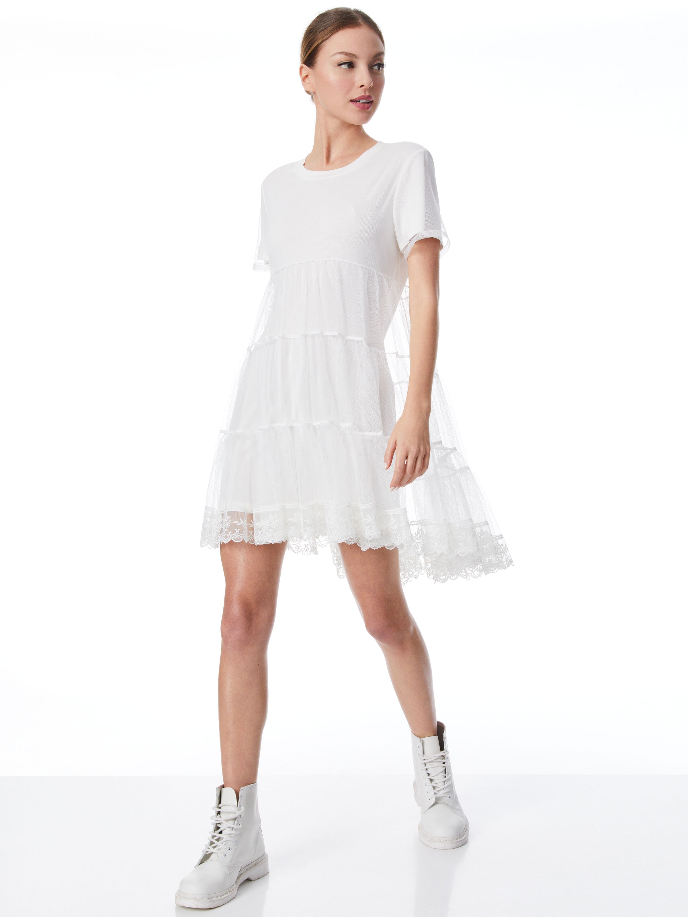 DREEMA TULLE SHIRT MINI DRESS-Black-ALICE + OLIVIA