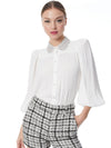 CALIDA EMBELLISHED COLLAR PLEATED BLOUSE-OFF WHITE-ALICE + OLIVIA