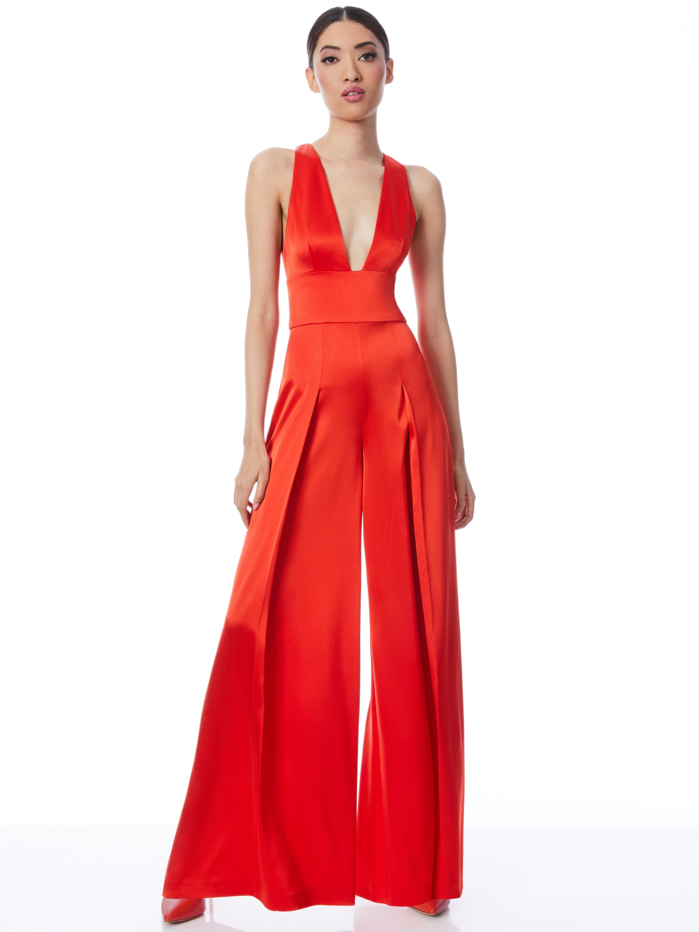MYRTLE DEEP V-NECK WIDE LEG JUMPSUIT-ALICE + OLIVIA
