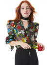 JULIUS BUTTON FRONT TIE SLEEVE TOP-ALICE + OLIVIA