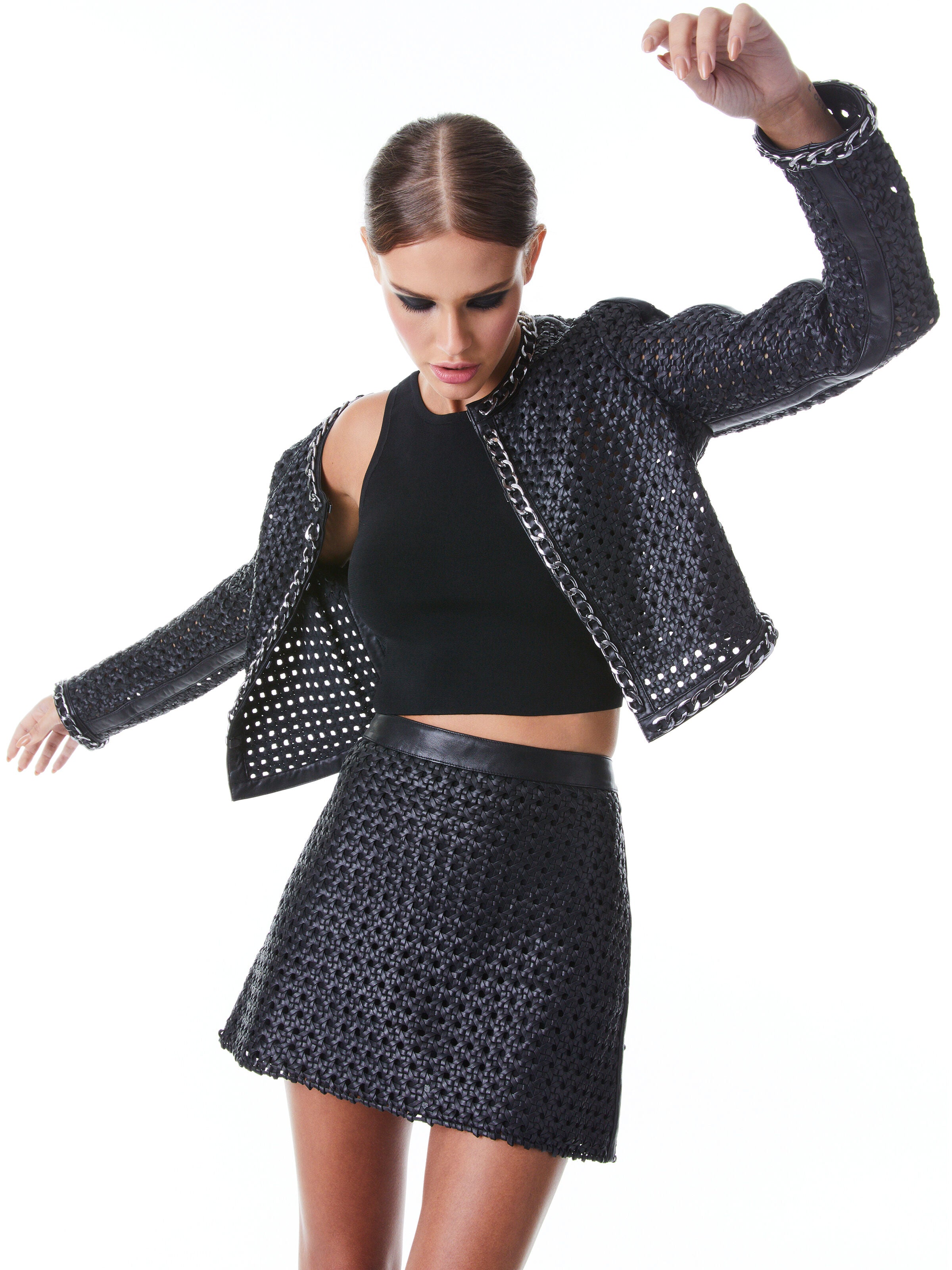 BRIXTON LEATHER CROPPED JACKET-ALICE + OLIVIA