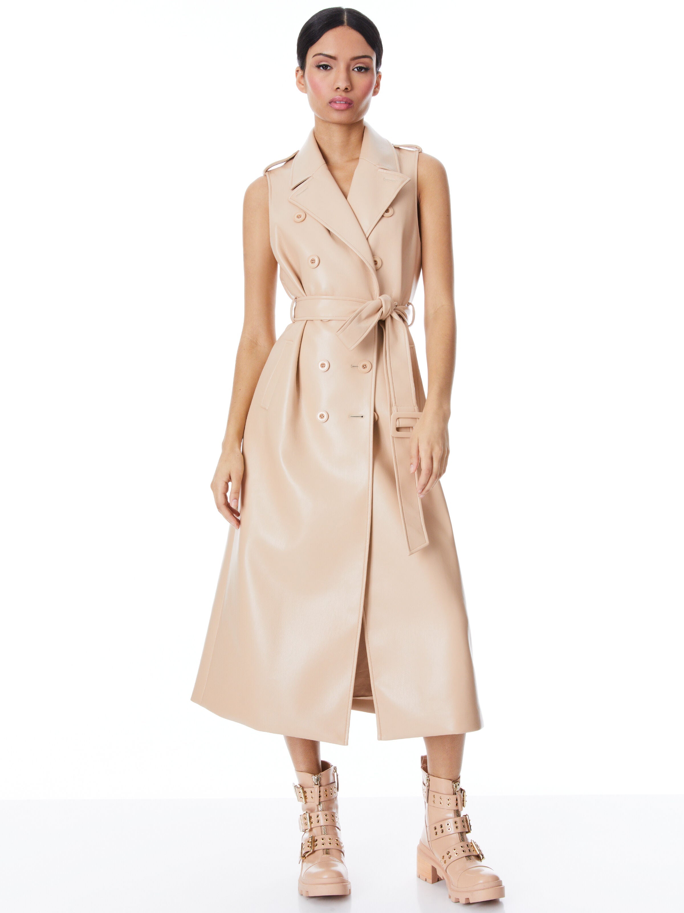 CONAN VEGAN LEATHER BELTED VEST-ALICE + OLIVIA